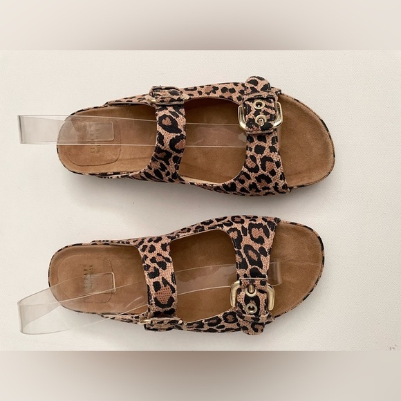 Stuart Weitzman Freely leopard cheetah suede buckle flat Sandal 10 - Picture 4 of 9